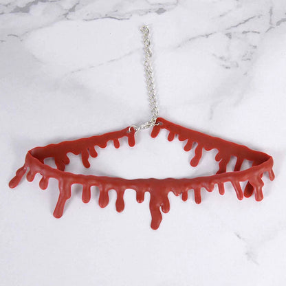 Spooky Halloween Blood Drip Necklace – Fake Vampire Blood Choker for Horror Costume & Party Accessories