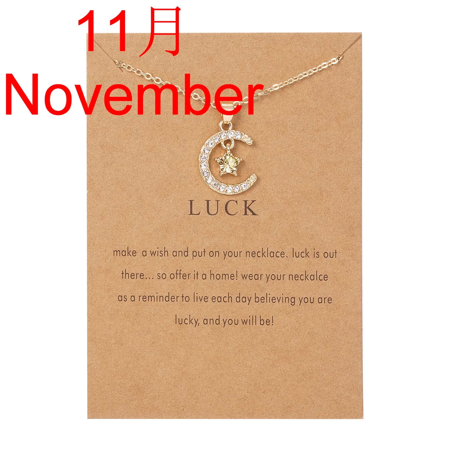 2026 New Fashion Birthstone Moon & Star Crystal Pendant Necklace for Women – Elegant Clavicle Chain Choker, Perfect for Birthday Gifts and Creative Jewelry Accessories.