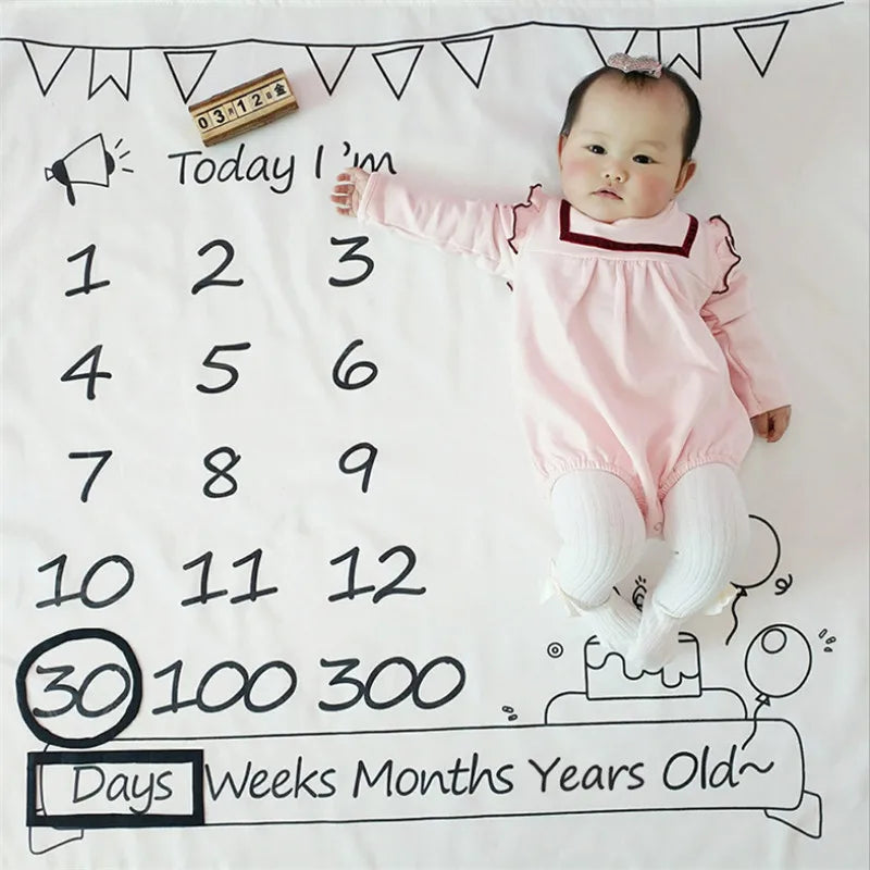 Nordic-themed photo accessories for infants, including milestone blankets, play mats, backdrop cloth, and calendar props.