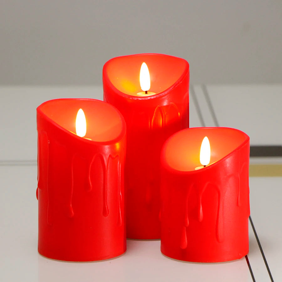 3Pcs/Set Remote Control  LED Flameless Candles - Battery Operated Realistic 3D Dynamic Flame Candle Lights for Home Decoration, Candle Lights Dinner, Tea - Perfect Gift to Your Favorite Family