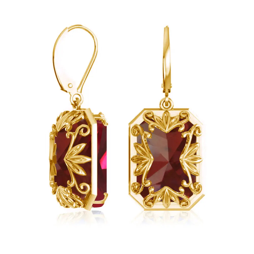 Elegant Ruby Dangle Earrings for Women – 925 Silver 18K Gold Plated Hoops Fine Jewelry for Engagement, Party & Gifting Her
