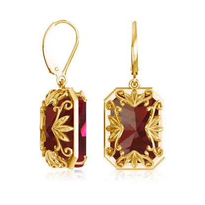 Elegant Ruby Dangle Earrings for Women – 925 Silver 18K Gold Plated Hoops Fine Jewelry for Engagement, Party & Gifting Her