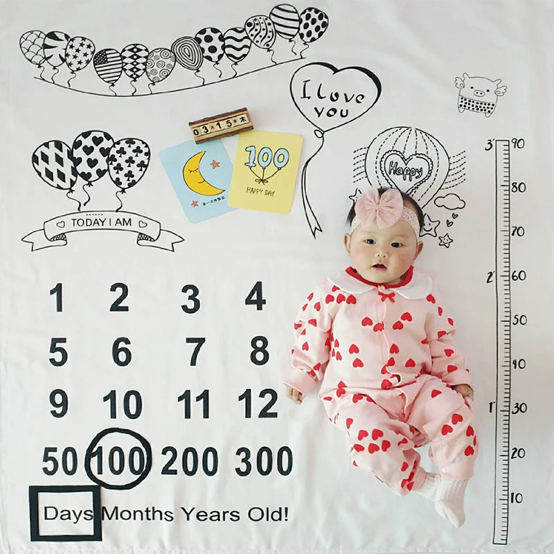 Nordic-themed photo accessories for infants, including milestone blankets, play mats, backdrop cloth, and calendar props.