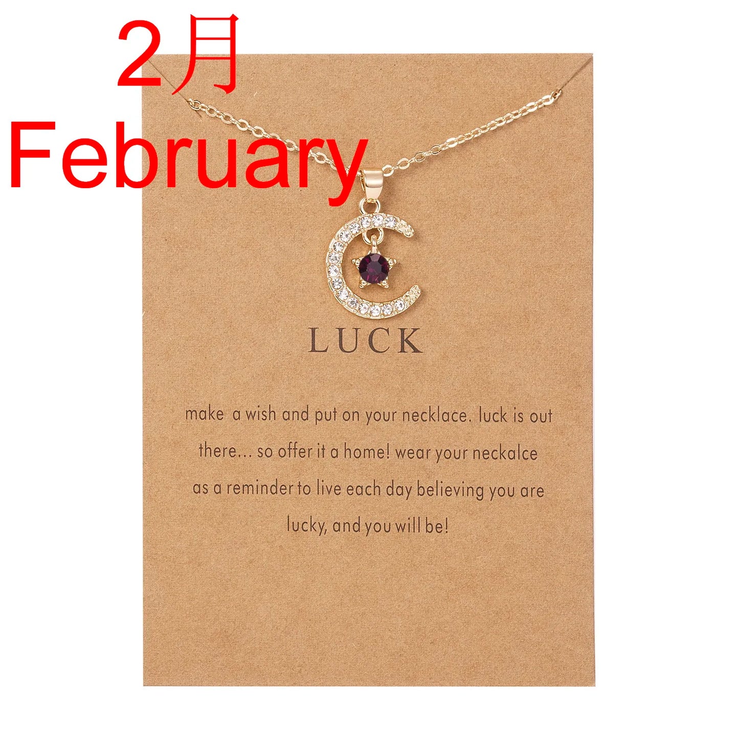 2026 New Fashion Birthstone Moon & Star Crystal Pendant Necklace for Women – Elegant Clavicle Chain Choker, Perfect for Birthday Gifts and Creative Jewelry Accessories.