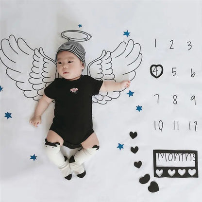 Nordic-themed photo accessories for infants, including milestone blankets, play mats, backdrop cloth, and calendar props.