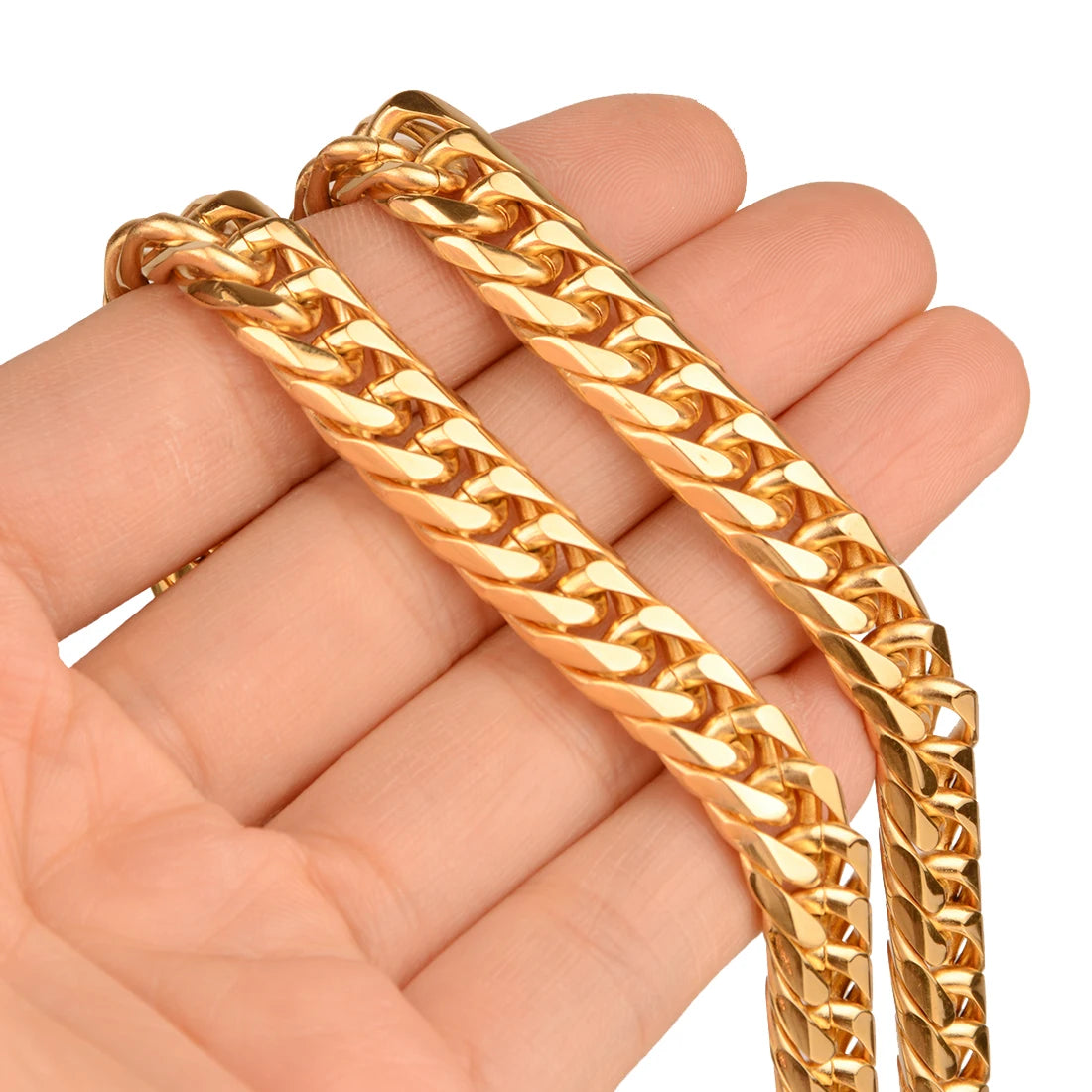 Stainless Steel Cuban Curb Chain Necklace/Bracelet - Silver/Gold Color, 9-16mm  Width Fashion Jewelry for Men/Women - Perfect Gift for All