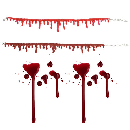 Spooky Halloween Blood Drip Necklace – Fake Vampire Blood Choker for Horror Costume & Party Accessories