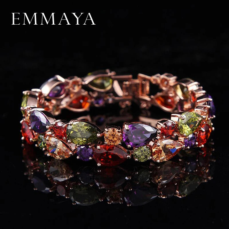 Elegant Multicolor Mona Lisa Inspired Cubic Zirconia Bracelet – Luxury Women’s Wedding Jewelry, Daily Wear Bangles - Perfect Gift for Her