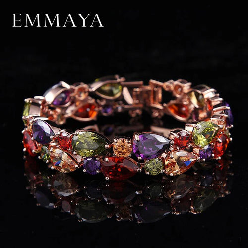 Elegant Multicolor Mona Lisa Inspired Cubic Zirconia Bracelet – Luxury Women’s Wedding Jewelry, Daily Wear Bangles - Perfect Gift for Her