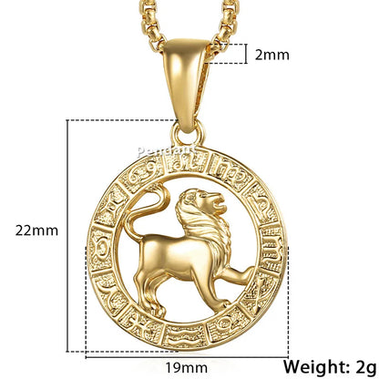 Men's Women's 12 Horoscope Zodiac Sign Gold Color Pendant Necklace Aries Leo Wholesale 12 Constellations Jewelry GPM24