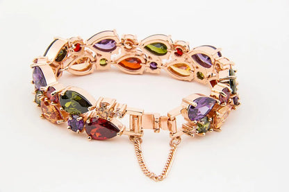 Elegant Multicolor Mona Lisa Inspired Cubic Zirconia Bracelet – Luxury Women’s Wedding Jewelry, Daily Wear Bangles - Perfect Gift for Her