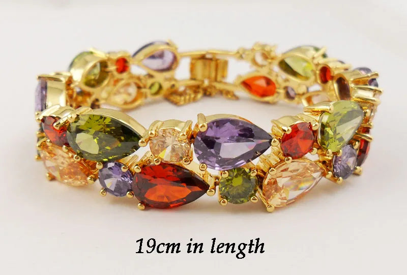 Elegant Multicolor Mona Lisa Inspired Cubic Zirconia Bracelet – Luxury Women’s Wedding Jewelry, Daily Wear Bangles - Perfect Gift for Her