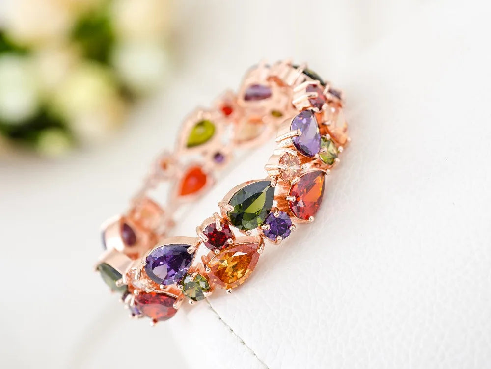 Elegant Multicolor Mona Lisa Inspired Cubic Zirconia Bracelet – Luxury Women’s Wedding Jewelry, Daily Wear Bangles - Perfect Gift for Her