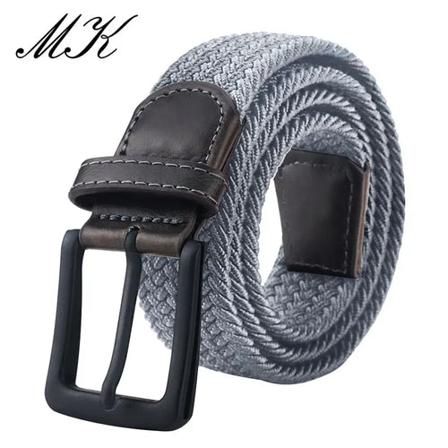 Men's Fashion Canvas Belts with Metal Pin Buckles -  Military Tactical Strap, Male Elastic Belt for Pants , Jeans & Trousers - Excellent Gift for Men