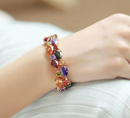 Elegant Multicolor Mona Lisa Inspired Cubic Zirconia Bracelet – Luxury Women’s Wedding Jewelry, Daily Wear Bangles - Perfect Gift for Her
