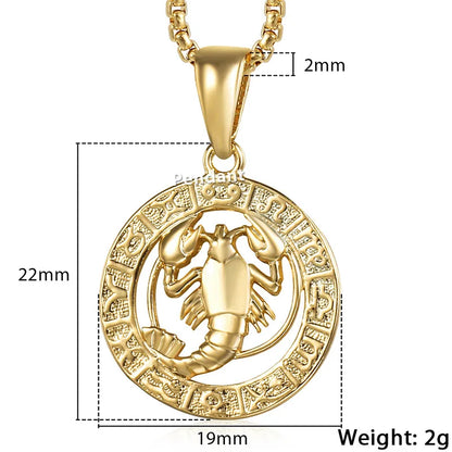 Men's Women's 12 Horoscope Zodiac Sign Gold Color Pendant Necklace Aries Leo Wholesale 12 Constellations Jewelry GPM24