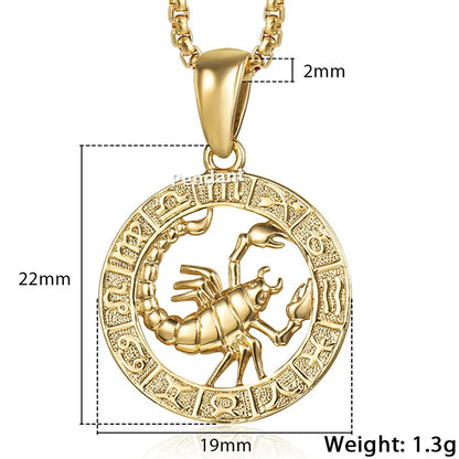 Men's Women's 12 Horoscope Zodiac Sign Gold Color Pendant Necklace Aries Leo Wholesale 12 Constellations Jewelry GPM24
