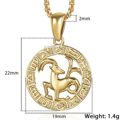 Men's Women's 12 Horoscope Zodiac Sign Gold Color Pendant Necklace Aries Leo Wholesale 12 Constellations Jewelry GPM24