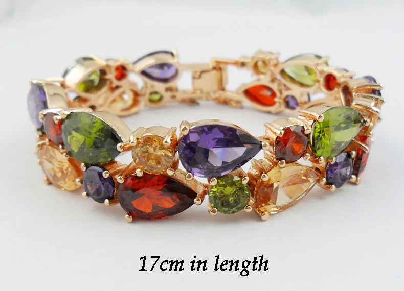 Elegant Multicolor Mona Lisa Inspired Cubic Zirconia Bracelet – Luxury Women’s Wedding Jewelry, Daily Wear Bangles - Perfect Gift for Her