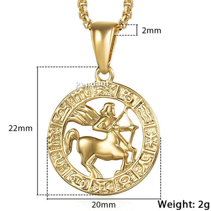 Men's Women's 12 Horoscope Zodiac Sign Gold Color Pendant Necklace Aries Leo Wholesale 12 Constellations Jewelry GPM24