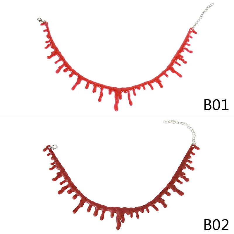 Spooky Halloween Blood Drip Necklace – Fake Vampire Blood Choker for Horror Costume & Party Accessories