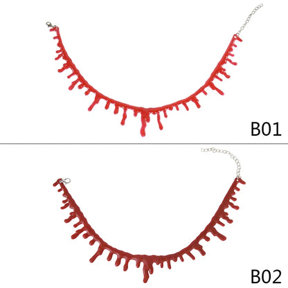 Spooky Halloween Blood Drip Necklace – Fake Vampire Blood Choker for Horror Costume & Party Accessories