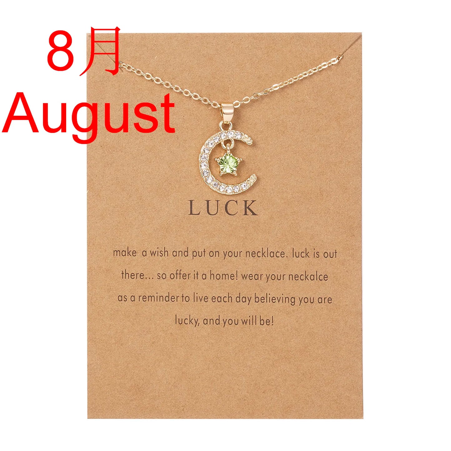 2026 New Fashion Birthstone Moon & Star Crystal Pendant Necklace for Women – Elegant Clavicle Chain Choker, Perfect for Birthday Gifts and Creative Jewelry Accessories.