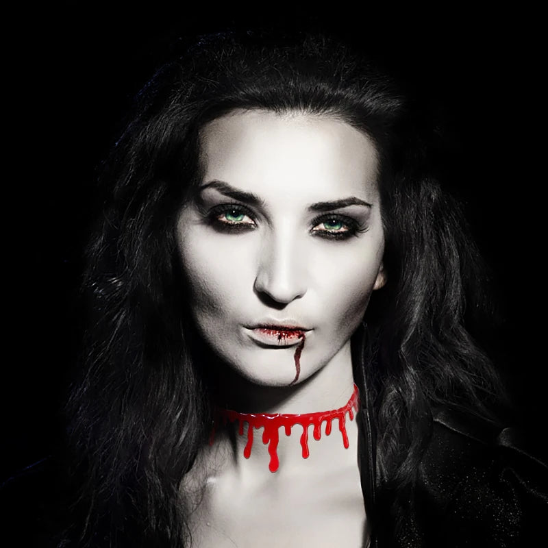 Spooky Halloween Blood Drip Necklace – Fake Vampire Blood Choker for Horror Costume & Party Accessories