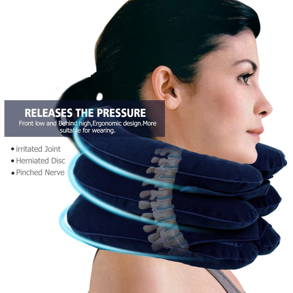 Inflatable Cervical Neck Traction Pillow – Posture Corrector & Pain Relief Brace for Travel & Home - Perfect Gift for Loved Ones