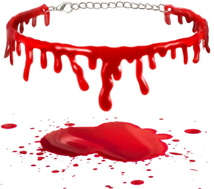 Spooky Halloween Blood Drip Necklace – Fake Vampire Blood Choker for Horror Costume & Party Accessories