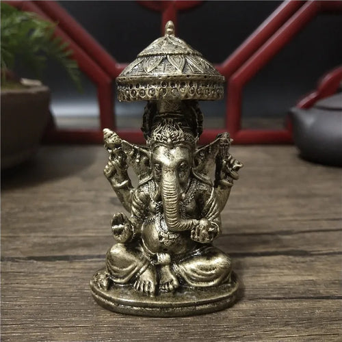 Lucky Lord , Divine Bronze Ganesha Statue – High-Quality Resin with an Antique Bronze Finish, Hindu Elephant God Statue for Meditation, Decor, Auspicious Gift.
