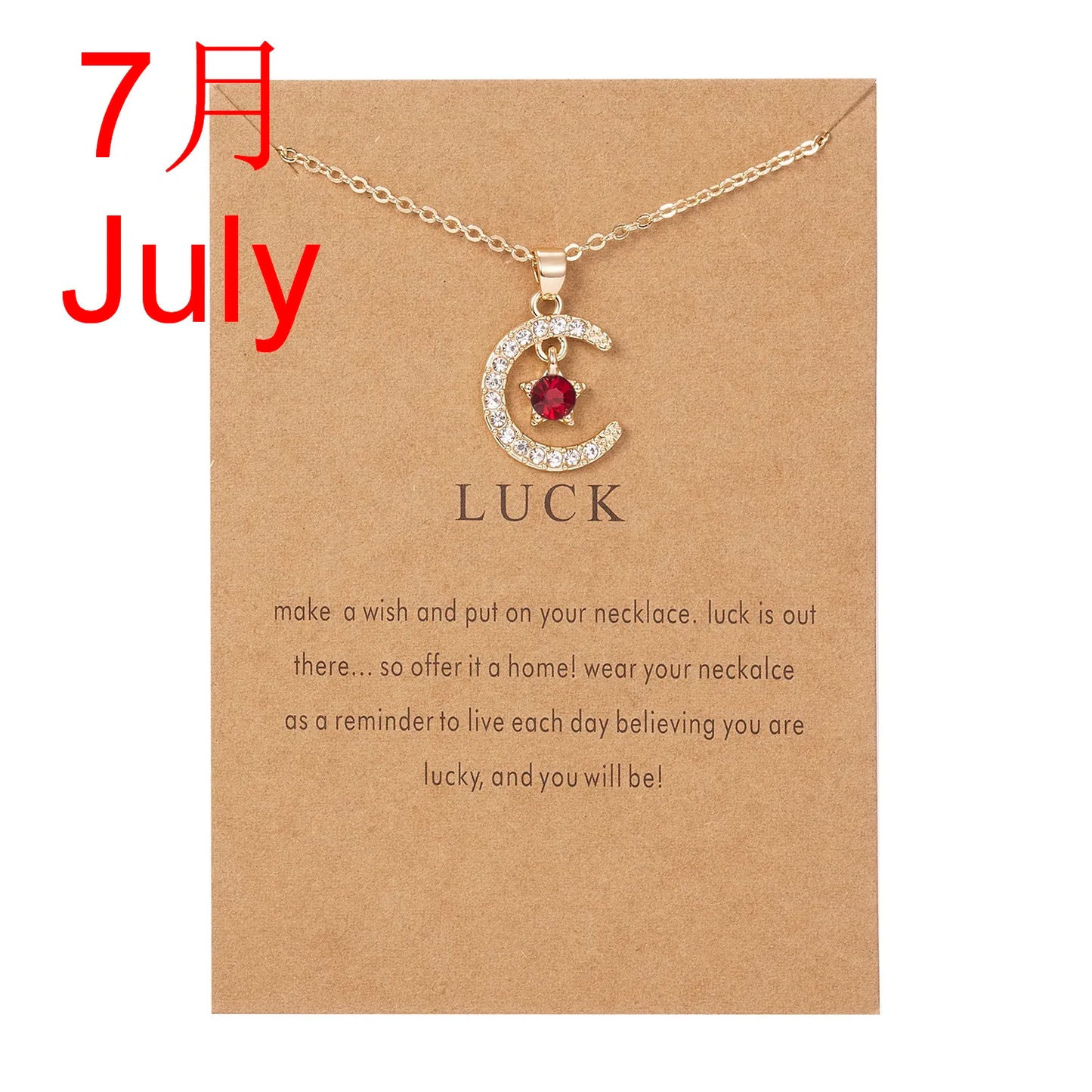 2026 New Fashion Birthstone Moon & Star Crystal Pendant Necklace for Women – Elegant Clavicle Chain Choker, Perfect for Birthday Gifts and Creative Jewelry Accessories.