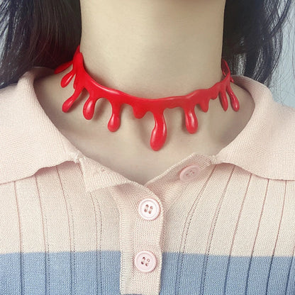 Spooky Halloween Blood Drip Necklace – Fake Vampire Blood Choker for Horror Costume & Party Accessories