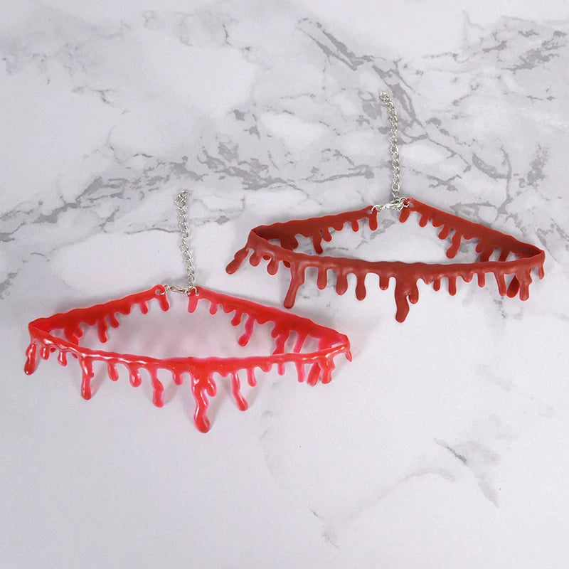 Spooky Halloween Blood Drip Necklace – Fake Vampire Blood Choker for Horror Costume & Party Accessories