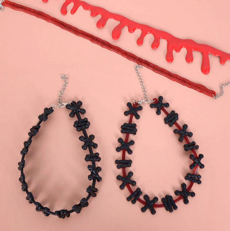 Spooky Halloween Blood Drip Necklace – Fake Vampire Blood Choker for Horror Costume & Party Accessories