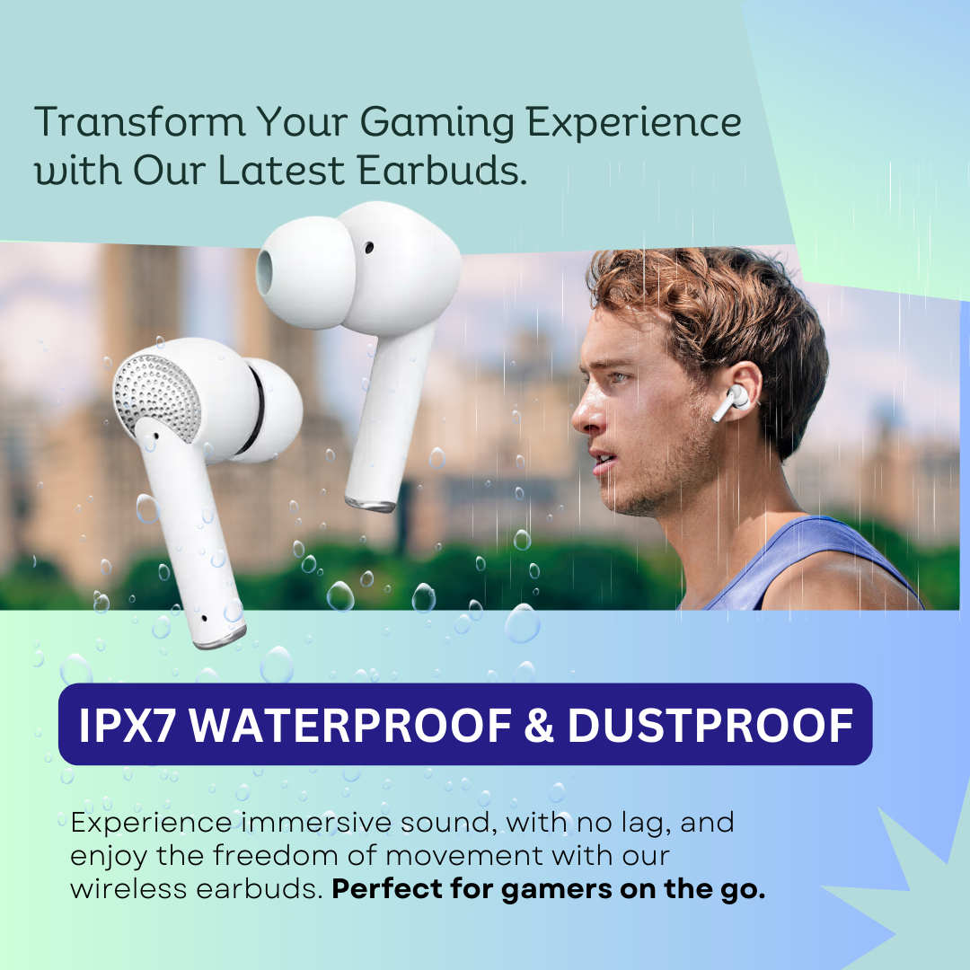 J8 Noise Cancelling Wireless Earbuds,IPX7 Sweat Resistant Earphones- 42 Hours Playtime Bluetooth Headphones, 4 ENC Stereo Earbuds for iPhone, Android & Laptop | For Sport,Gym White Earbud