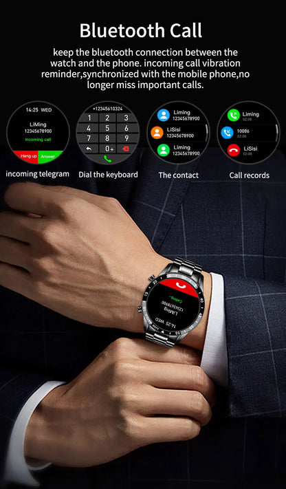 LIGE 2024 Smart Watch - Full Circle Touch Screen, Bluetooth Call, Waterproof, Health Monitoring - Elegant Gift for Men