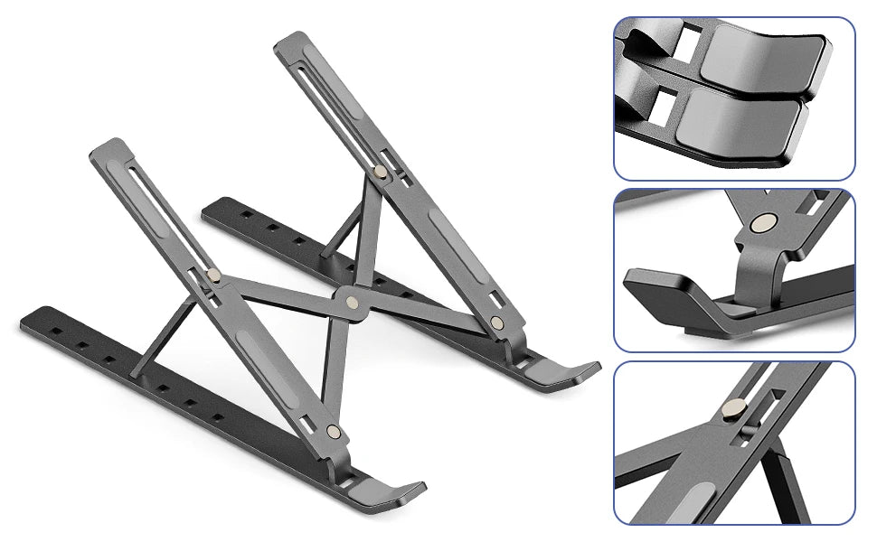 Aluminum Laptop Stand - Foldable, lightweight & Portable Laptop Bracket Compatible with 10 To 15.6 Inches Laptops - Elegant Gift for All