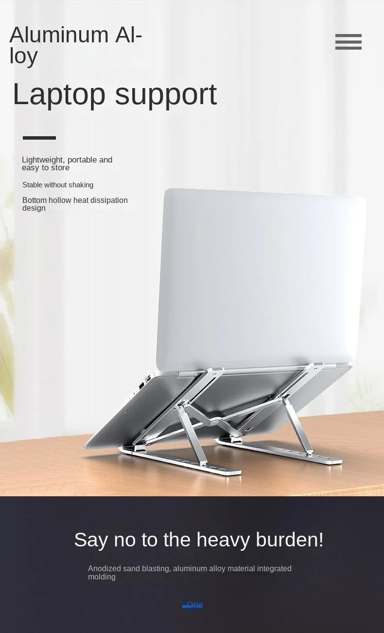 Aluminum Laptop Stand - Foldable, lightweight & Portable Laptop Bracket Compatible with 10 To 15.6 Inches Laptops - Elegant Gift for All