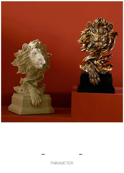 Lion Statue Decorative Resin Sculpture - Modern Home Decor for Living Room, Office or Porch