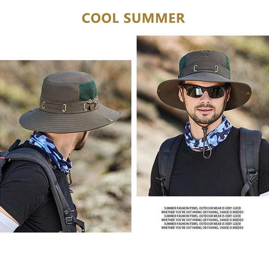 Breathable Mesh Bucket Hat for Men - Anti-UV Sun Protection for Fishing, Camping & Hiking