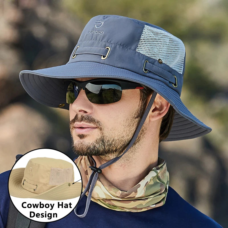 Breathable Mesh Bucket Hat for Men - Anti-UV Sun Protection for Fishing, Camping & Hiking