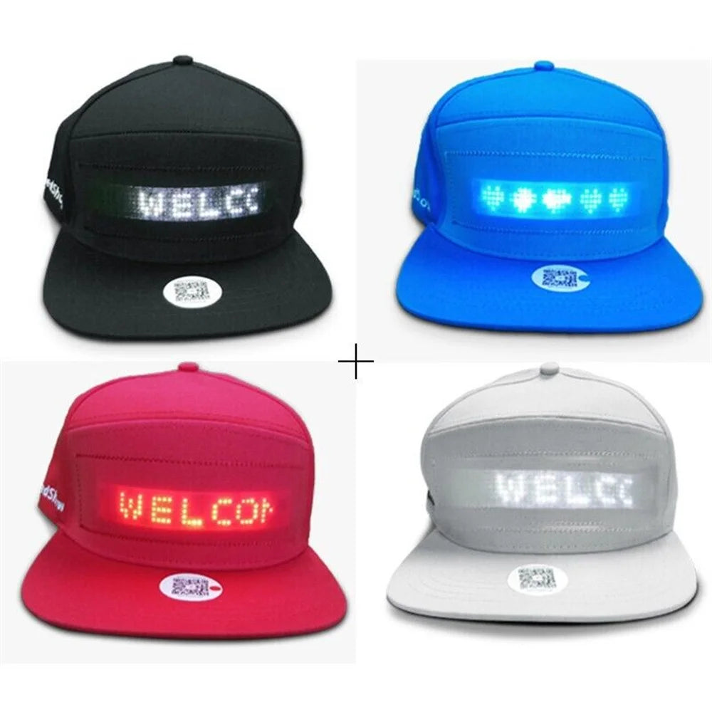 LED Scrolling Message Display Snapback Hat - Unisex, Bluetooth App, USB Recharge, Street Style -  Elegant Gift Item, unique identity in team gathering