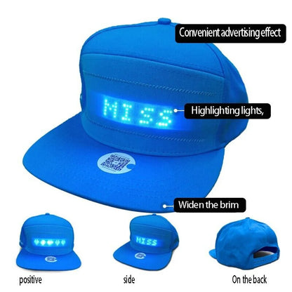 LED Scrolling Message Display Snapback Hat - Unisex, Bluetooth App, USB Recharge, Street Style -  Elegant Gift Item, unique identity in team gathering