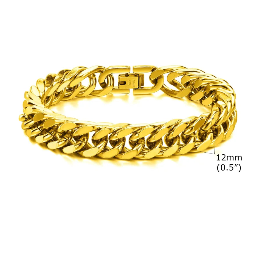 Bold 8mm/12mm Oxidized Stainless Steel Cuban Link Bracelet for Men - Punk Rock Style Wristband for Daily Wear & Party - Perfect Jewelry Gift for Him