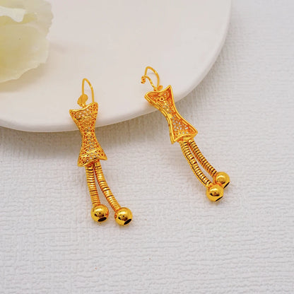 African Indian Gold Jewelry Set for Women – Dubai Style Bridal Tassel Long Necklace, Earrings, Ring & Bangle - Ideal Gift for Her