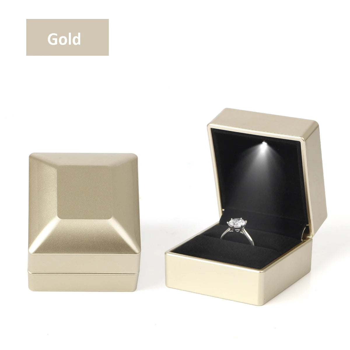 LED Light Velvet Jewelry Ring/Necklace Pendant Box – Luxury Gift Display Case for Proposal, Engagement & Wedding