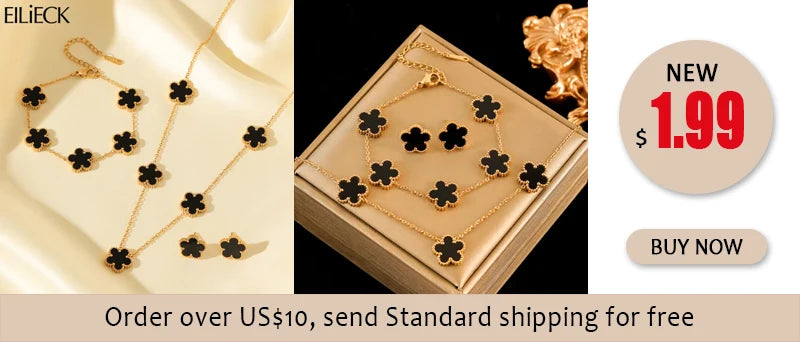EILIECK 316L Stainless Steel White Zirconia Flower Petal Necklace Bracelet Earrings Set For Women New Trendy Jewelry Party Gift