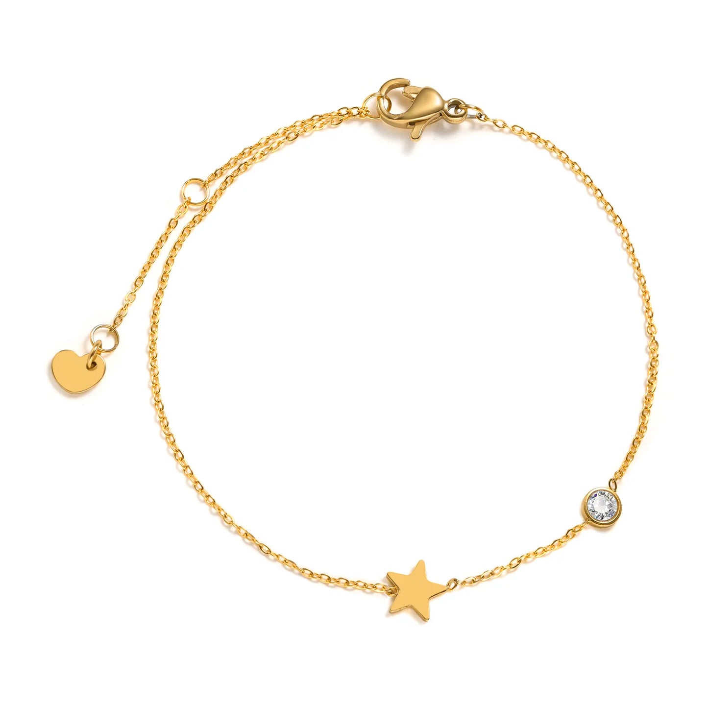 Women’s Minimalist Thin Chain Bracelet Cross Moon Star Charm