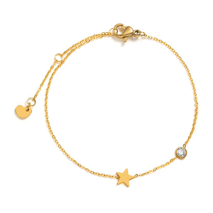 Women’s Minimalist Thin Chain Bracelet Cross Moon Star Charm
